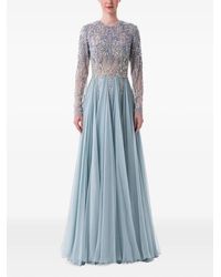 Dina Melwani - Crystal-Embellished Pleated Maxi Dress - Lyst