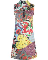 Moschino Jeans - Floral-motif Panelled Cotton Minidress - Lyst