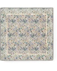 Bimba Y Lola - Sand-Colored Floral-Scarf With Logo Frame - Lyst