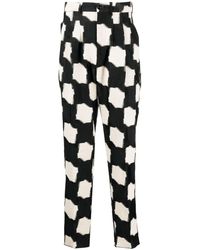 4SDESIGNS - Pleated Geometric-print Trousers - Lyst