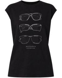 AllSaints - Graphic-Print Cap-Sleeve T-Shirt - Lyst