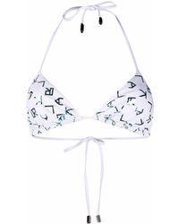 Karl Lagerfeld - Top bikini a triangolo con logo - Lyst