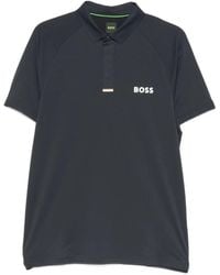 BOSS - Logo-Print Raglan-Sleeve Polo Shirt - Lyst