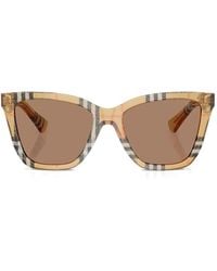 Burberry - Zonnebril Met Vierkant Montuur En Geruit Patroon - Lyst