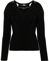 Karl Lagerfeld - Logo-plaque Cut-out Jumper - Lyst