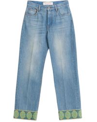 Valentino Garavani - Jacquard-Trim Jeans - Lyst