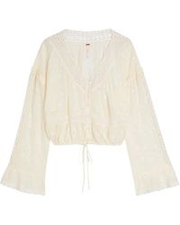 Free People - Floral-Embroidered Blouse - Lyst