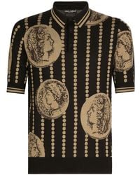 Dolce & Gabbana - Patterned-knit Silk Polo-shirt - Lyst