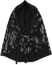 Pinko - Sequin-Embellished Ribbed Balaclava - Lyst