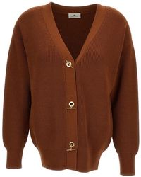 Elisabetta Franchi - Toggle-Fastening Ribbed-Knit Cardigan - Lyst
