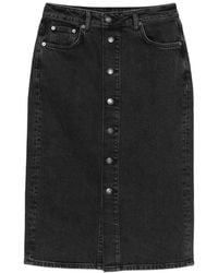 GANT - Button-Up Denim Midi Skirt - Lyst