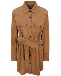 Antonelli - Camilla Belted Suede Shirt - Lyst