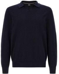 BOSS - H-Lomarino Textured-Knit Polo Shirt - Lyst