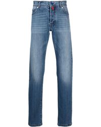 Kiton - Logo-patch Cotton Straight-leg Jeans - Lyst