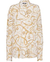 Balmain - Silk Shirt With Print - Lyst