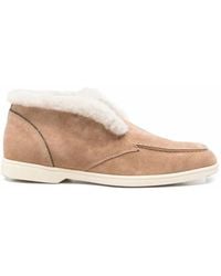 Doucal's - Shearling-Trim Suede Loafers - Lyst