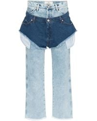 Natasha Zinko - High Waisted Jeans With A Denim Shorts Layer - Lyst