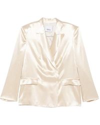 Erika Cavallini Semi Couture - Double-Breasted Satin-Finish Blazer - Lyst
