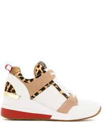 georgie leather and leopard glitter mesh trainer