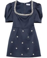 Rebecca Vallance - Ayla Crystal-Embellished Puff-Sleeve Mini Dress - Lyst