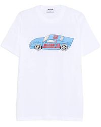 Moschino - Colorful Graphic Sports Car T-Shirt With Classic Crew Neckline - Lyst