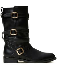 Twinset - Buckle-Strap Biker Boots - Lyst