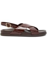 Ancient Greek Sandals - Ikesia Patent-Leather Crossover Sandals - Lyst
