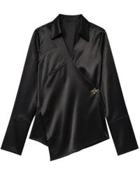 Danamé - Wrap-Style Satin-Finish Blouse - Lyst
