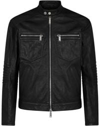 DSquared² - Zip-up Leather Jacket - Lyst