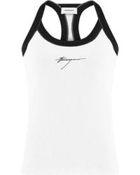 Ferragamo - Débardeur En Coton À Logo Brodé - Lyst