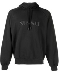 Sunnei - Logo-embroidered Cotton Hoodie - Lyst