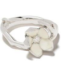 Shaun Leane - Silver Cherry Blossom Diamond Flower Ring - Lyst