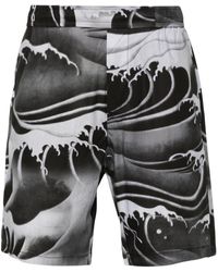 CoSTUME NATIONAL - Wave-print Cotton Shorts - Lyst