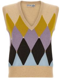 Ballantyne - Diamond Argyle V-Neck Jumper - Lyst