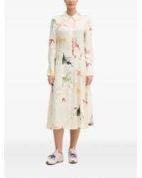Stine Goya - Horse-Print Long-Sleeve Midi Dress - Lyst