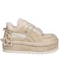 Naked Wolfe - Beau Shearling Platform Sneakers - Lyst