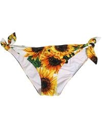 Dolce & Gabbana - Sunflower-Print Tie-Side Bikini Bottoms - Lyst