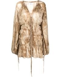 Blumarine - Abito A Maniche Lunghe Con Arricciatura - Lyst