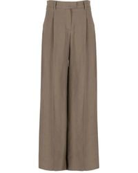 Brunello Cucinelli - Wide-Leg Taupe Trousers - Lyst