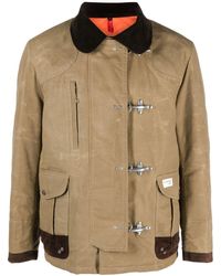Fay - Contrasting-collar Leather Duffle Coat - Lyst