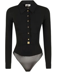 Elisabetta Franchi - Logo-Plaque Long-Sleeve Bodysuit - Lyst