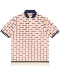 Gucci - Poloshirt aus Baumwolle mit Horsebit-Print - Lyst