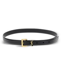 Saint Laurent - Milo Logo Buckle Leather Belt - Lyst