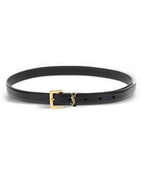 Saint Laurent - Milo Logo Buckle Leather Belt - Lyst