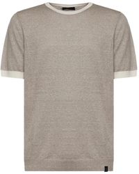 Fay - Ribbed-Trim Crew-Neck T-Shirt - Lyst