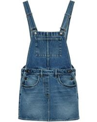 Prada - Denim Dungaree Mini Dress - Lyst