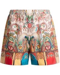 Etro - Mini-Short Peau D'Ange En Soie - Lyst