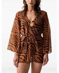 Kurt Geiger - Tiger-Print Tie-Waist Beach Mini Dress - Lyst