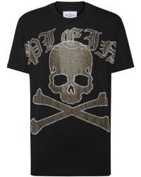 Philipp Plein - Gothic Plein Strass Cotton T-Shirt - Lyst