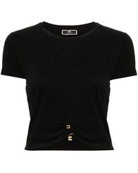 Elisabetta Franchi - Logo-pin Cropped T-shirt - Lyst